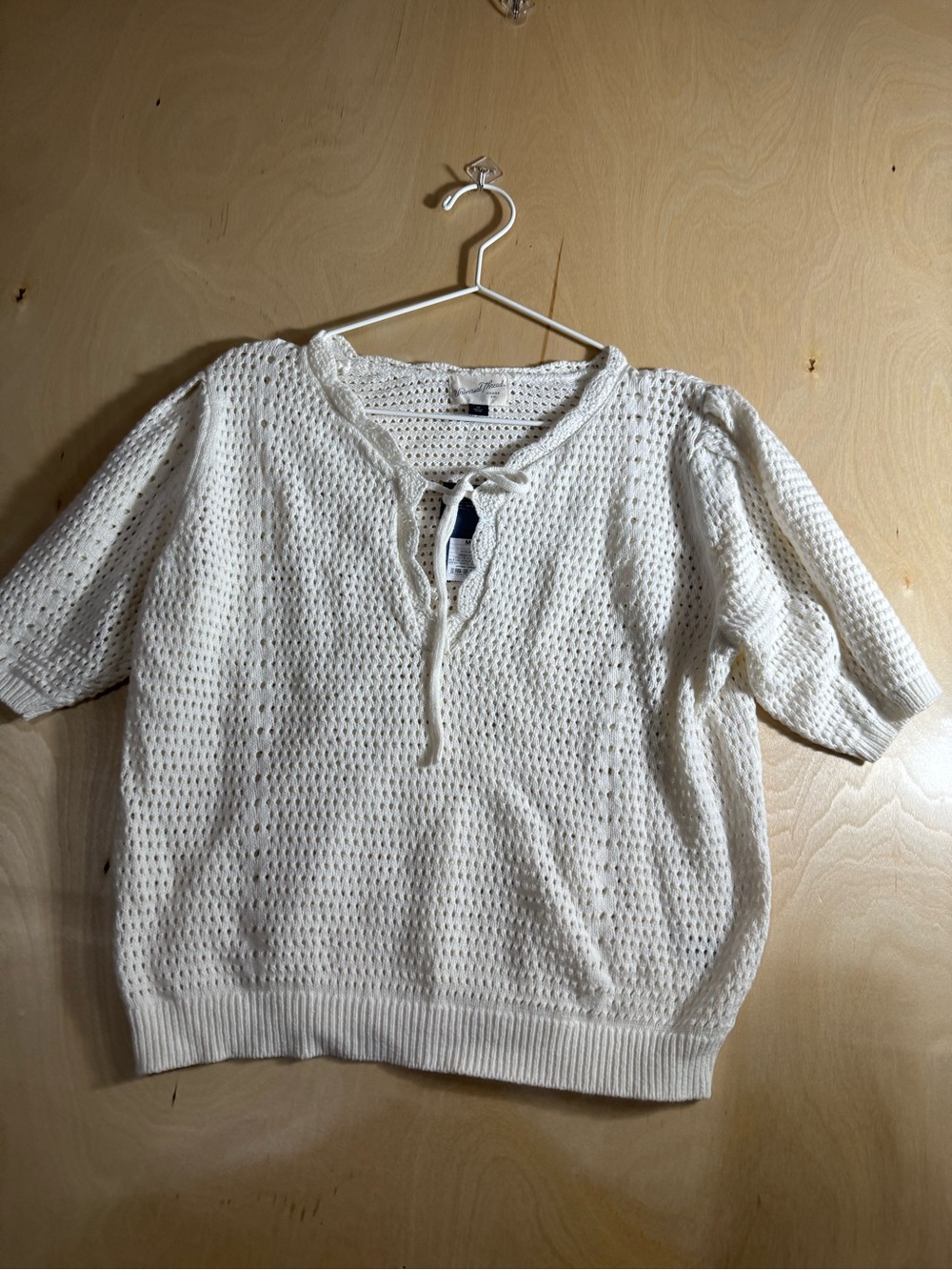 Universal Thread Cotton Blend Open-Knit V-Neck Tie-Front Sweater Size Medium
